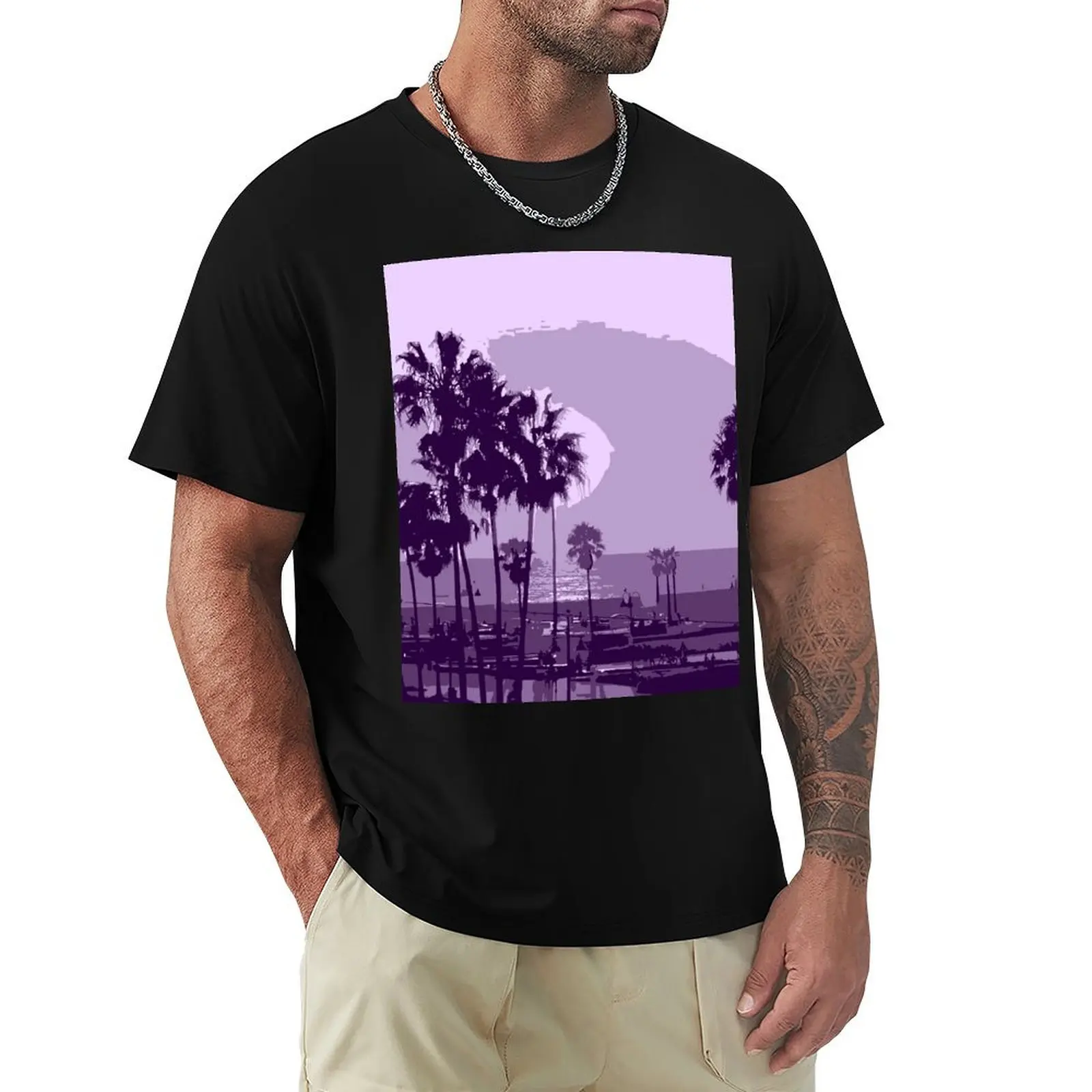 

Venice Beach Sunset - Purple T-Shirt anime tshirt clothes vintage graphic tee t shirt for men