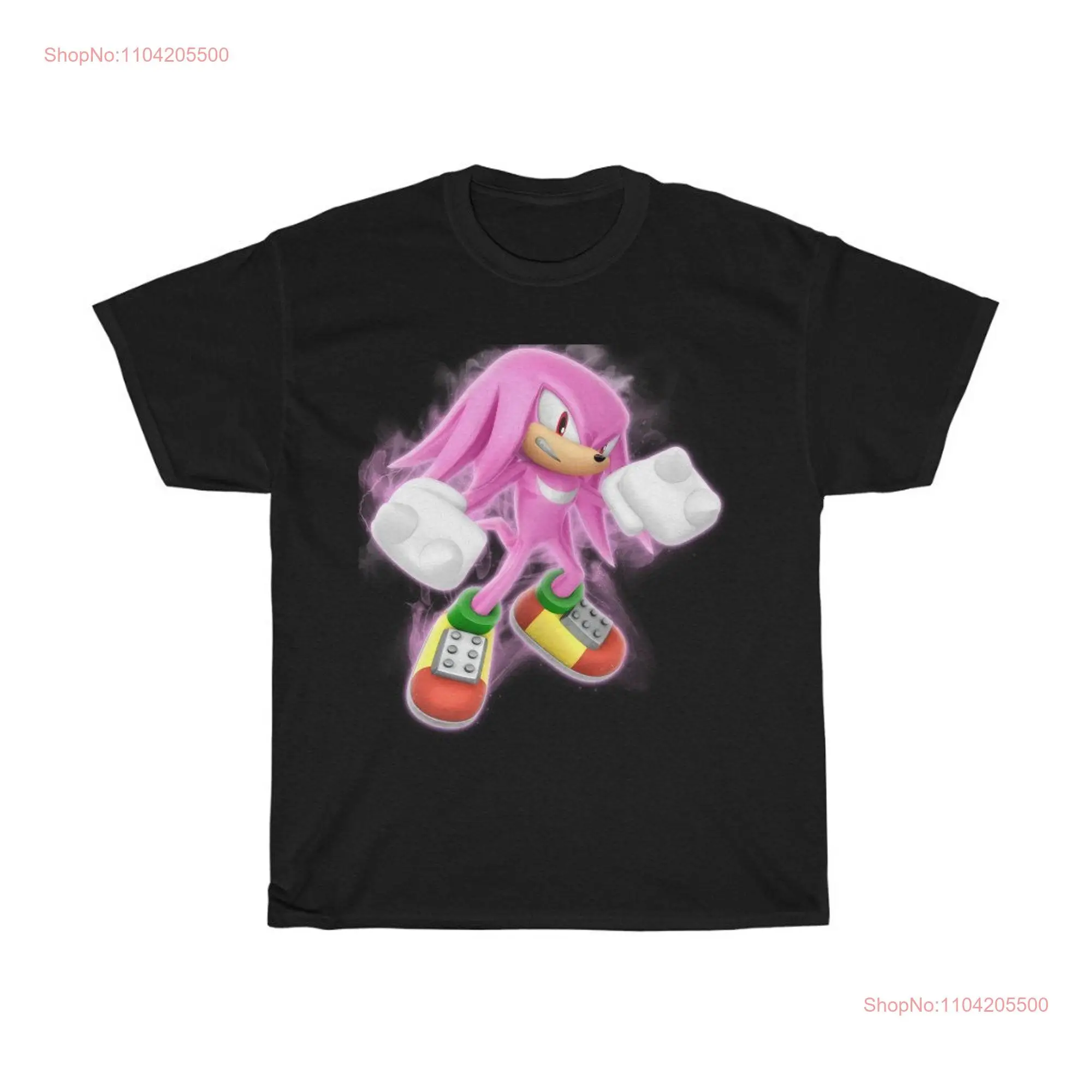 Super Knuckles the Echidna Heavy Cotton Black T Shirt long or short sleeves