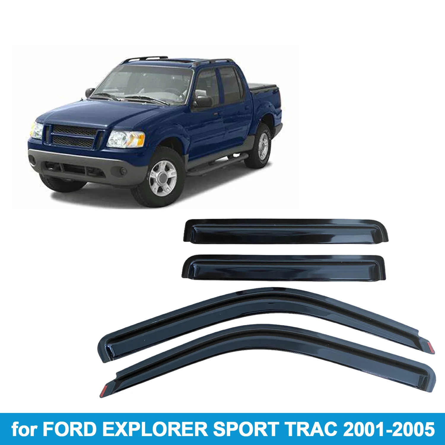 

Оконный козырек для FORD EXPLORER SPORT TRAC 2001-2005, канальный дождевик, боковой дефлектор, защита от атмосферных воздействий, внутреннее крепление