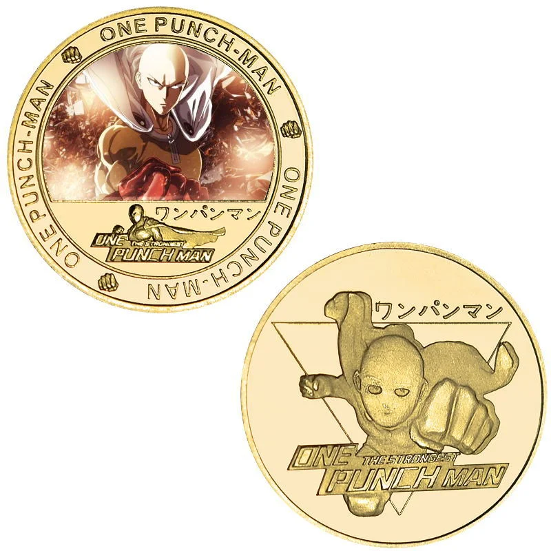 عملات معدنية قابلة للجمع من One Punch Man Saitama للأولاد والبنات معدنية ذهبية اللون ورهيبة تورنادو عملات تذكارية هدايا عيد الميلاد