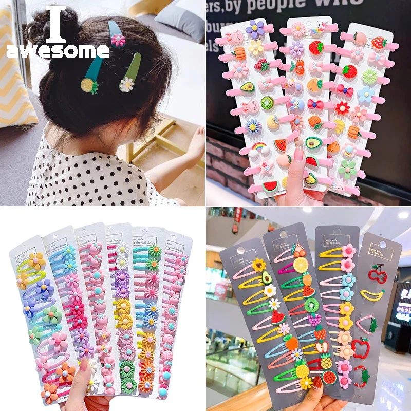 10Pcs Baby Hair Accessories Cartoon Hair Clip Candy Color Barrette Korean Style Hairclips Headdress Kids Cute Hairpins for Girls