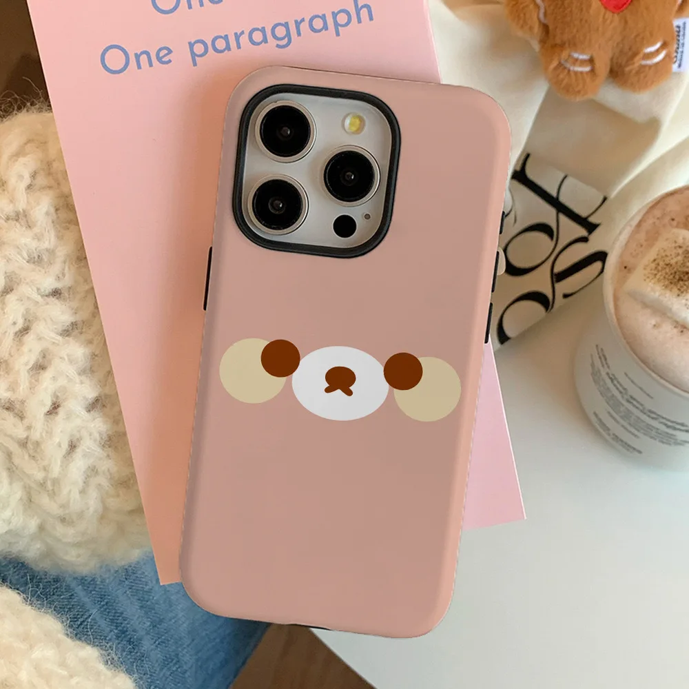 Orange Cute Face Expression Phone Case for iPhone 16 15 14 13 12 11 Pro Max Plus Luxury Double-layer Back Cover