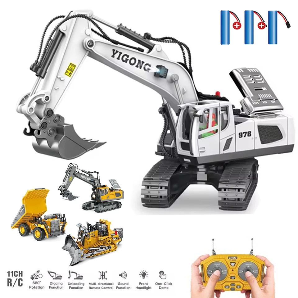 

1: 20 RC Alloy Dump Truck Electric Engineering Remote Control Vehicle Simulation Excavator Bulldozer Toy for Kid Adult Gift