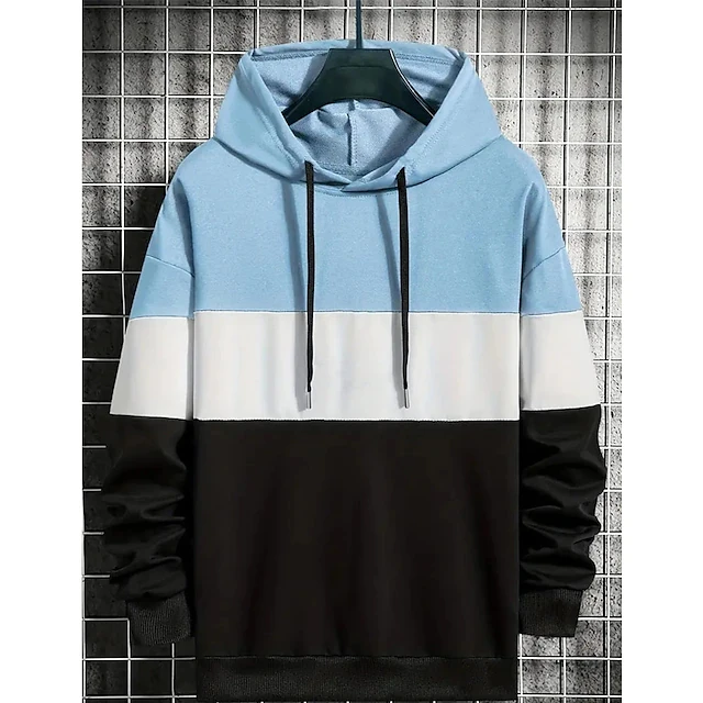 2025 Fashion Harajuku Stripe Color Blocking Men's Hoodies Simple Casual Unisex Daily Street Sweatshirts Male Clothing Pullovers