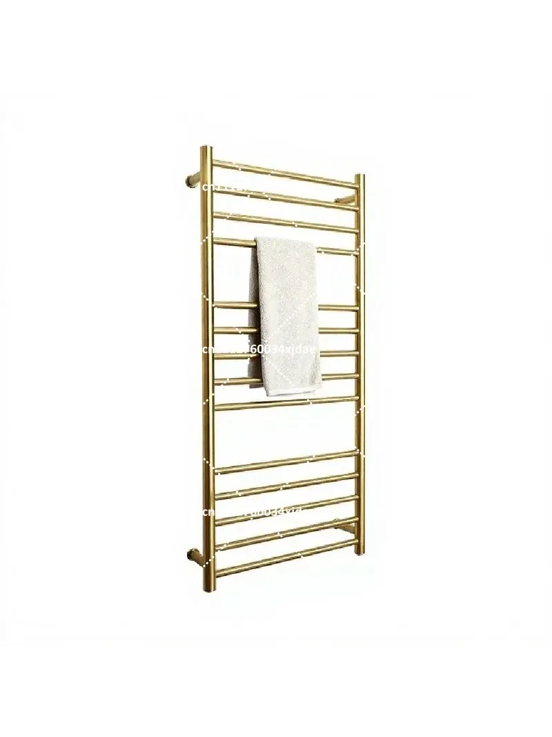 Bathroom 304 Stainless Steel Gold Heated Towel Warmer Waterproof IP56 Electric Heating Towel Rail Rack 162W 110V/220V