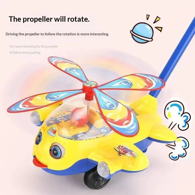 Airplane Baby Push Walker Educational Sensory Hand Push Toddler Walking Learning Toy for Birthday Baby Shower Gifts view 4