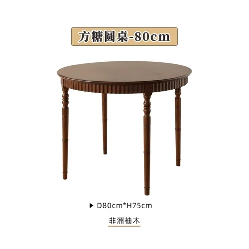 Vintage Solid Wood Round Table MCM Dining Table Household Small Household Dining Table and Chair Combination Vintage Teak