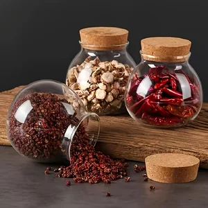 Leichte Glasspeicherschale, kleine runde dekorative Behälterflasche für Gewürze Salzkekse Gewürz und Zuckerkaffee, 500 ml 8 Hauptverkäufe können Glas für Cookie - №5