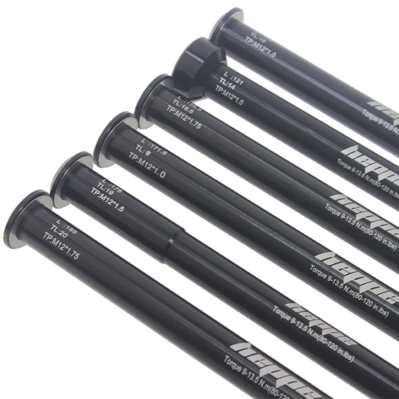 HEPPE MTB Road Bike Skewers Front Fork Thru Axle 12x100 12x110 Rear Hub Thru Axle 12x142 12x148 M12xP1.0/P1.5/P1.75 Bike Parts