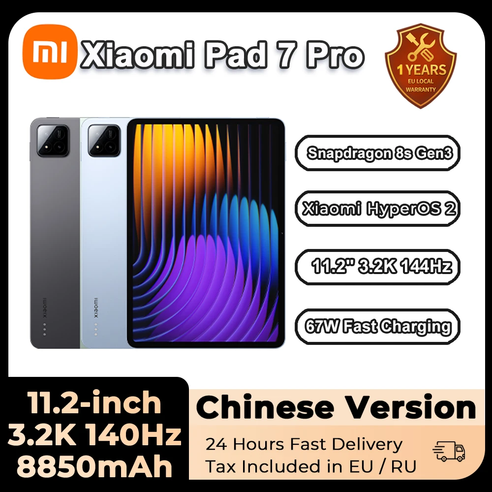 Xiaomi-Tablette PC Mi Pad 7 Pro, processeur Snapdragon 8s Isabel 3, 11.2 ", écran 3.2K 144Hz, 8850 mAh, 67W, développements rapides, HyperOS 2