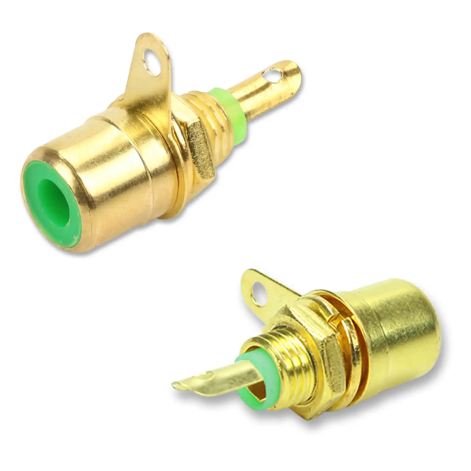 10x Professional High Quality Gold Plated Rca Female Jack-Green