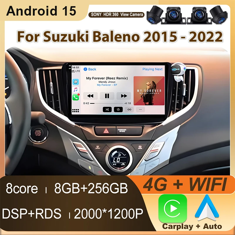 Autoradio Multimedia Video Player Voor Suzuki Baleno 2015 - 2022 9 Inch Android 15 Stereo GPS Carplay Auto Geen 2din DVD Head Unit