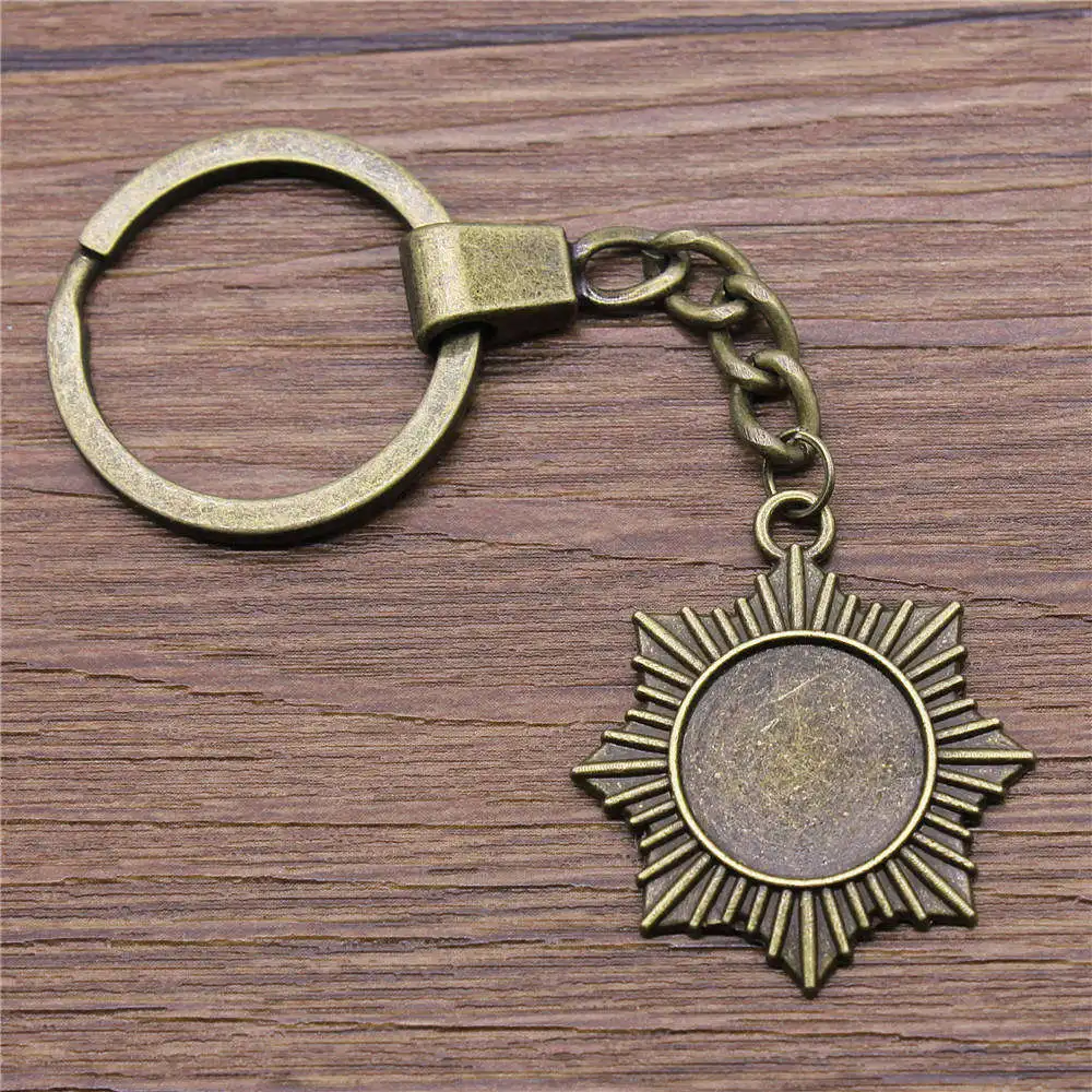 جولة الزجاج كابوشون قاعدة إعداد صينية الحافة حلقات المفاتيح 30 مللي متر النساء مجوهرات الشاطئ البوهيمي تذكارية