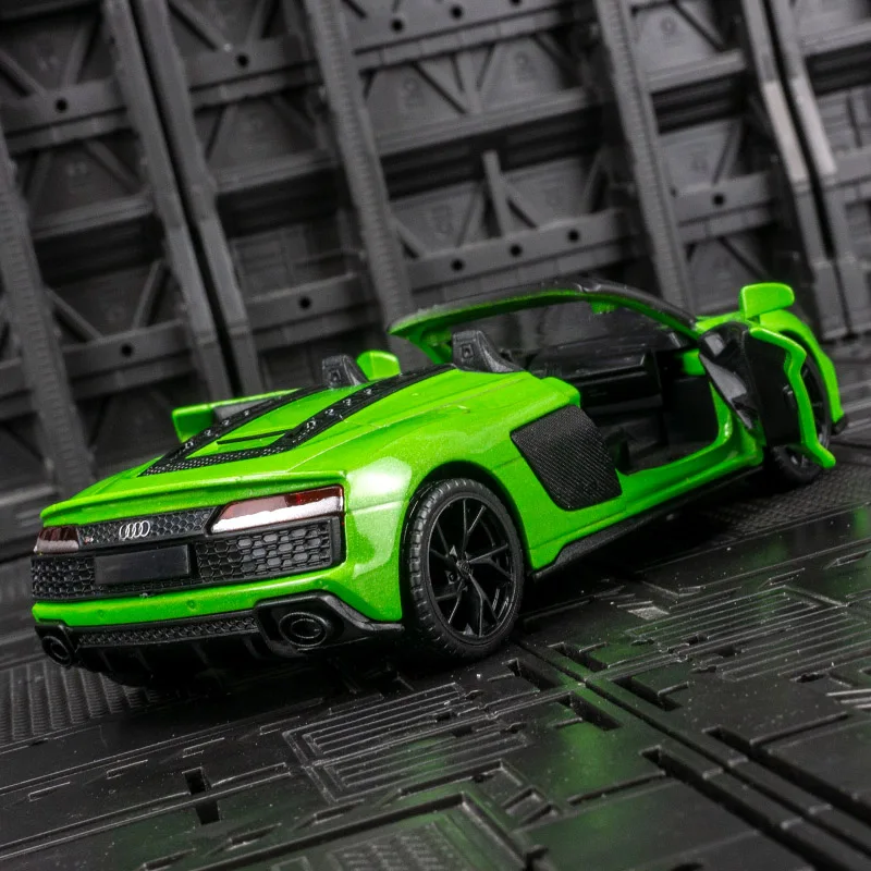 1/32 R8 Spyder Super Sport Diecast Alloy Metal Miniature Toy Car Model Pull Back Doors Openable Collection Gift for Boy Kid