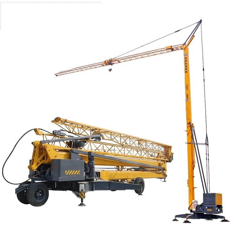 Offshore Overhead Mini Mobile Tower Crane Remote Control Luffing Jib Tower Crane Folding 2 Ton CE Provided Yellow Price 25M 2.3m