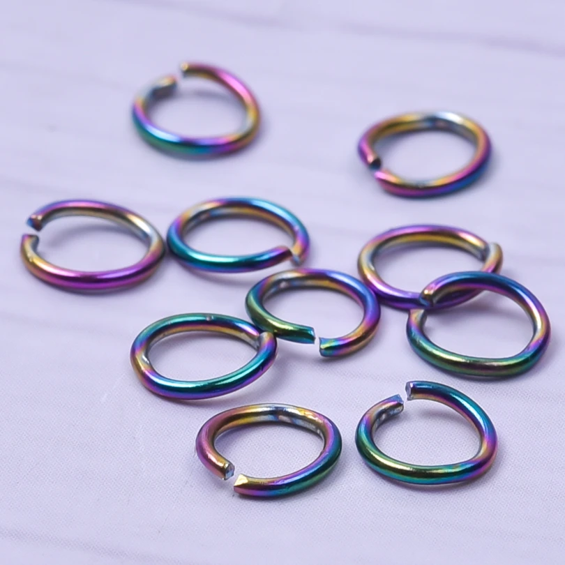 100PCS Stainless Steel Rainbow Color Jump Ring Charms Accessories Jewelry Making Necklace Earring Connector Pendant Metal Bulk