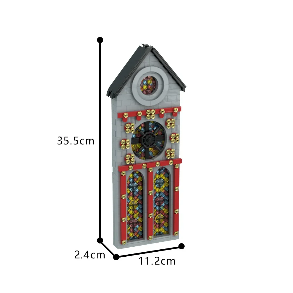 MOC-décennie s de construction de vitraux médiévaux, modèle de fenêtre architecturale, accessoires de briques, bricolage, jouet assemblé, cadeau pour enfants