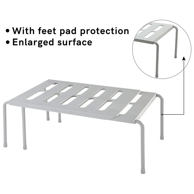 &A11I Expandable Kitchen Counter Shelf Organizer , Shelf with Retractable , Multi-Purpose Spice Rack Plastic Organizers White