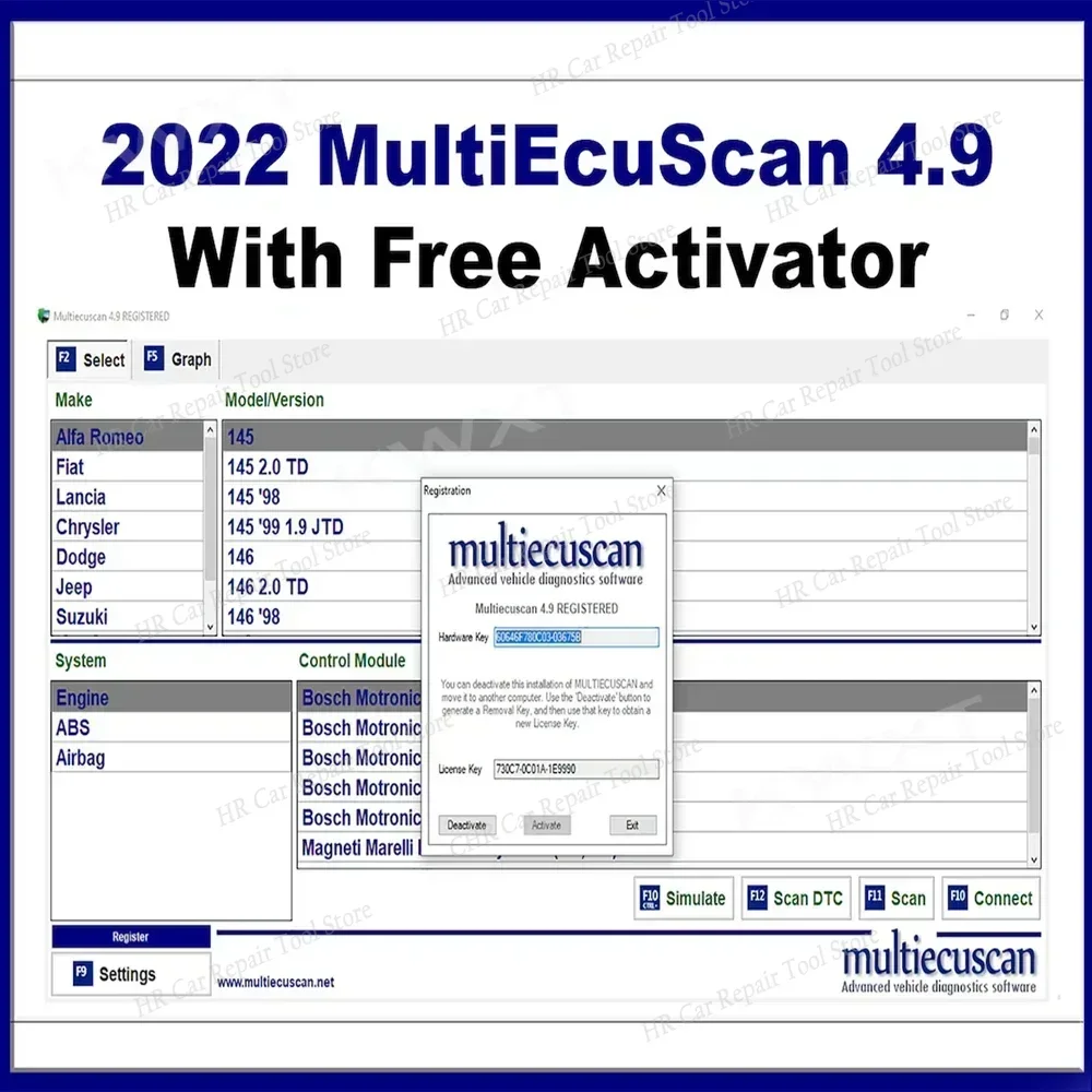 Multiecuscan V4.9 For Fiat/Chrysler/Dodge/Jeep/Suzuki Scanner Software 4.9 Work With ELM327 / OBD II Diagnostic Tool