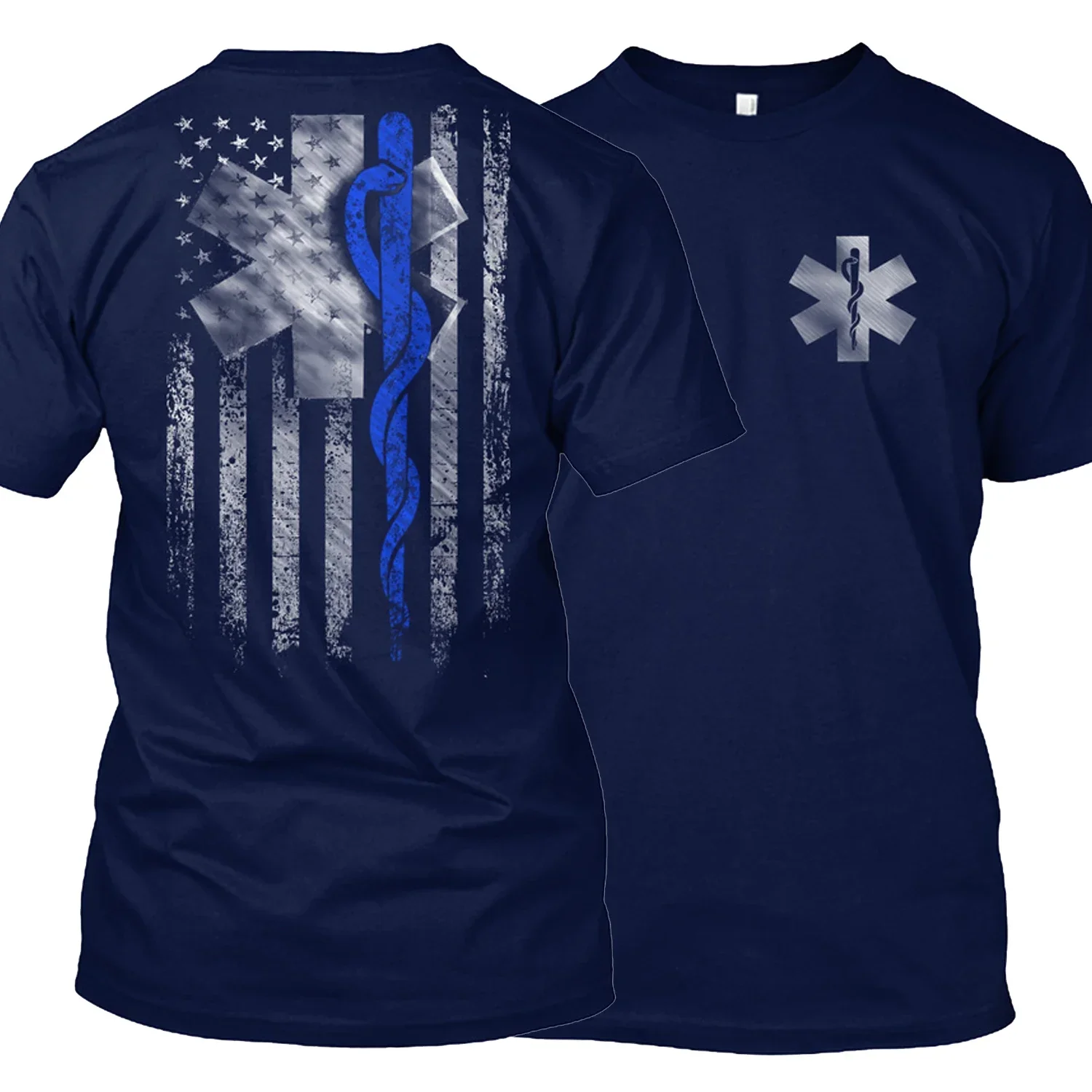 

Лидер продаж, футболка с американским флагом, символом звезды жизни, EMT, медицинская фельдшера, новая повседневная мужская футболка из 100% хлопка с круглым вырезом и коротким рукавом