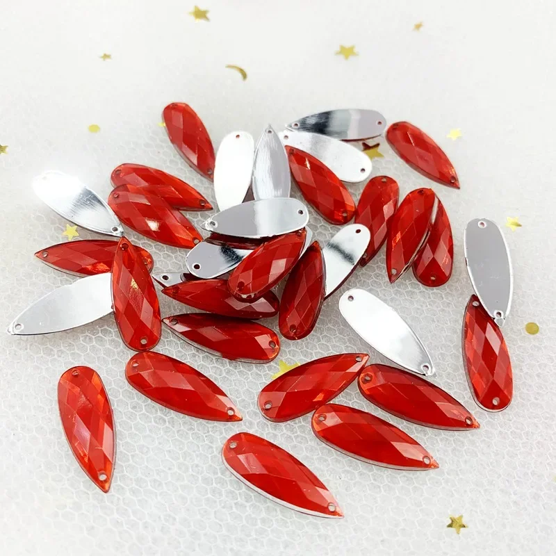 40PCS  acrylic sewn rhinestone jelly color water drop diamond flat back DIY jewelry making wedding decoration accessories