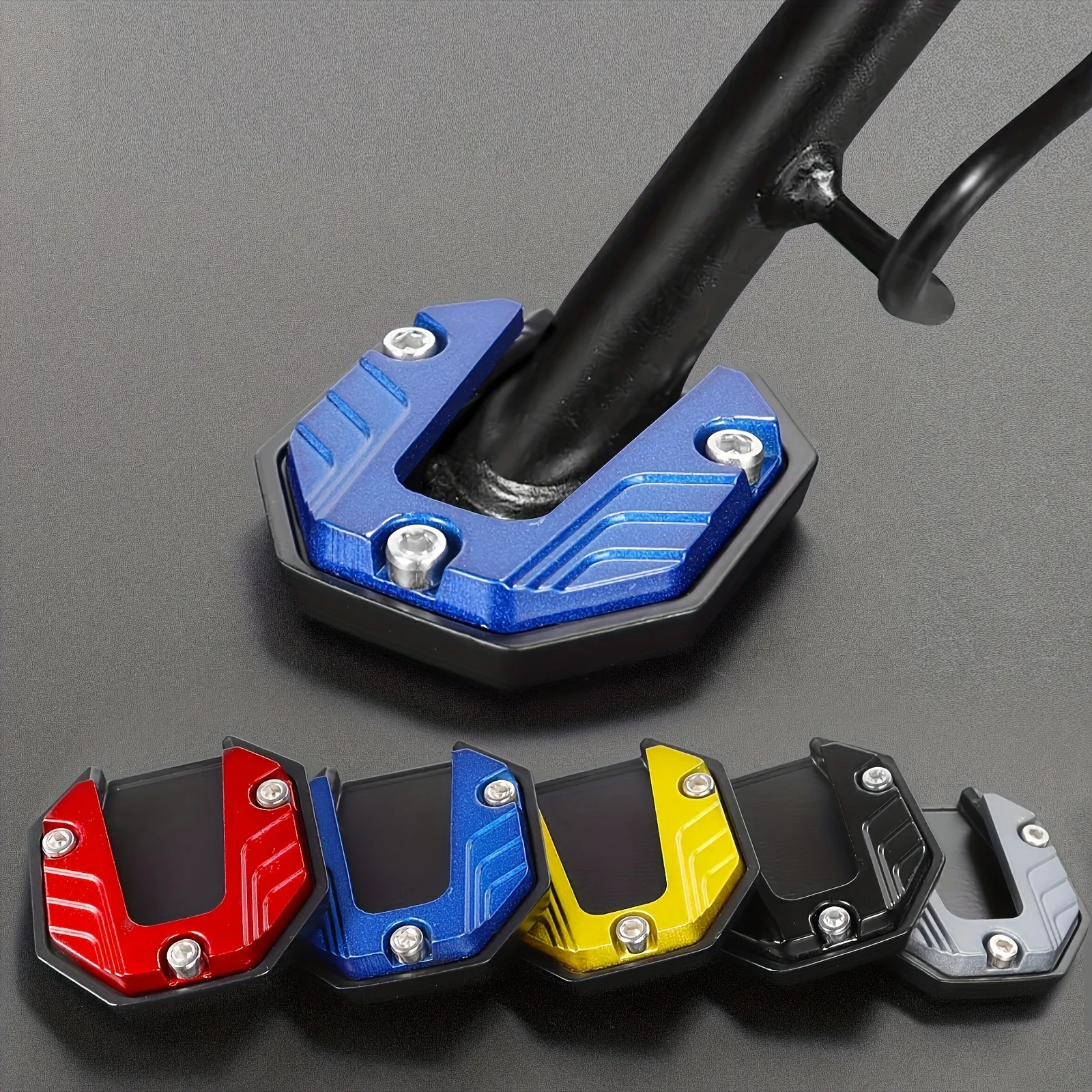 1-Piece Black Motorcycle Footrest Extension Board, Street Bike Side Stand Support Plate Accessories, Motorcycle Enlarged Base Side Support, Electric Vehicle Footrest Pad, Widened Skateboard Battery Pedal