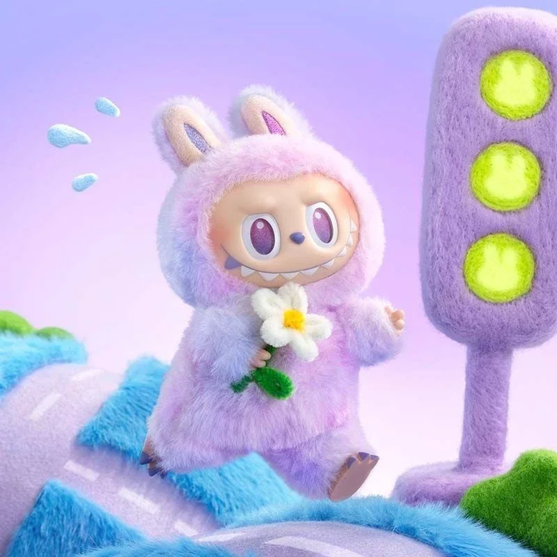 

POPMART POP MART LABUBU Front high-energy vinyl plush pendant Macaron 3rd generation blind box doll