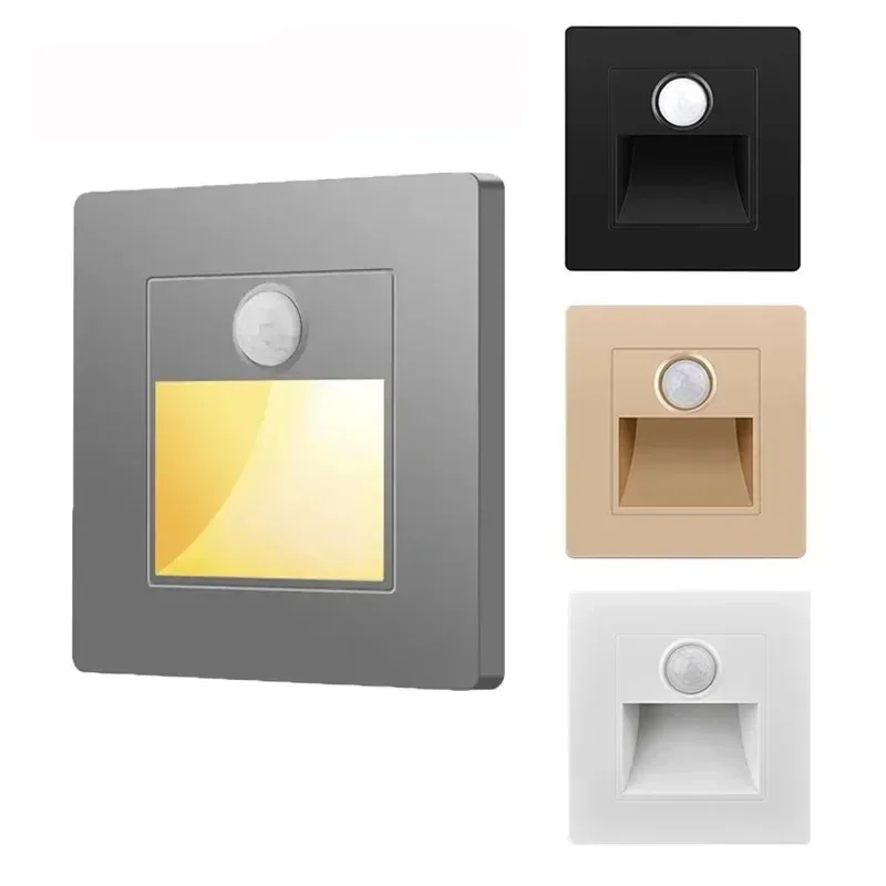 Smart switch sensore di movimento umano illuminazione a quattro colori angolo LED applique da parete luce del corridoio del gradino della scala