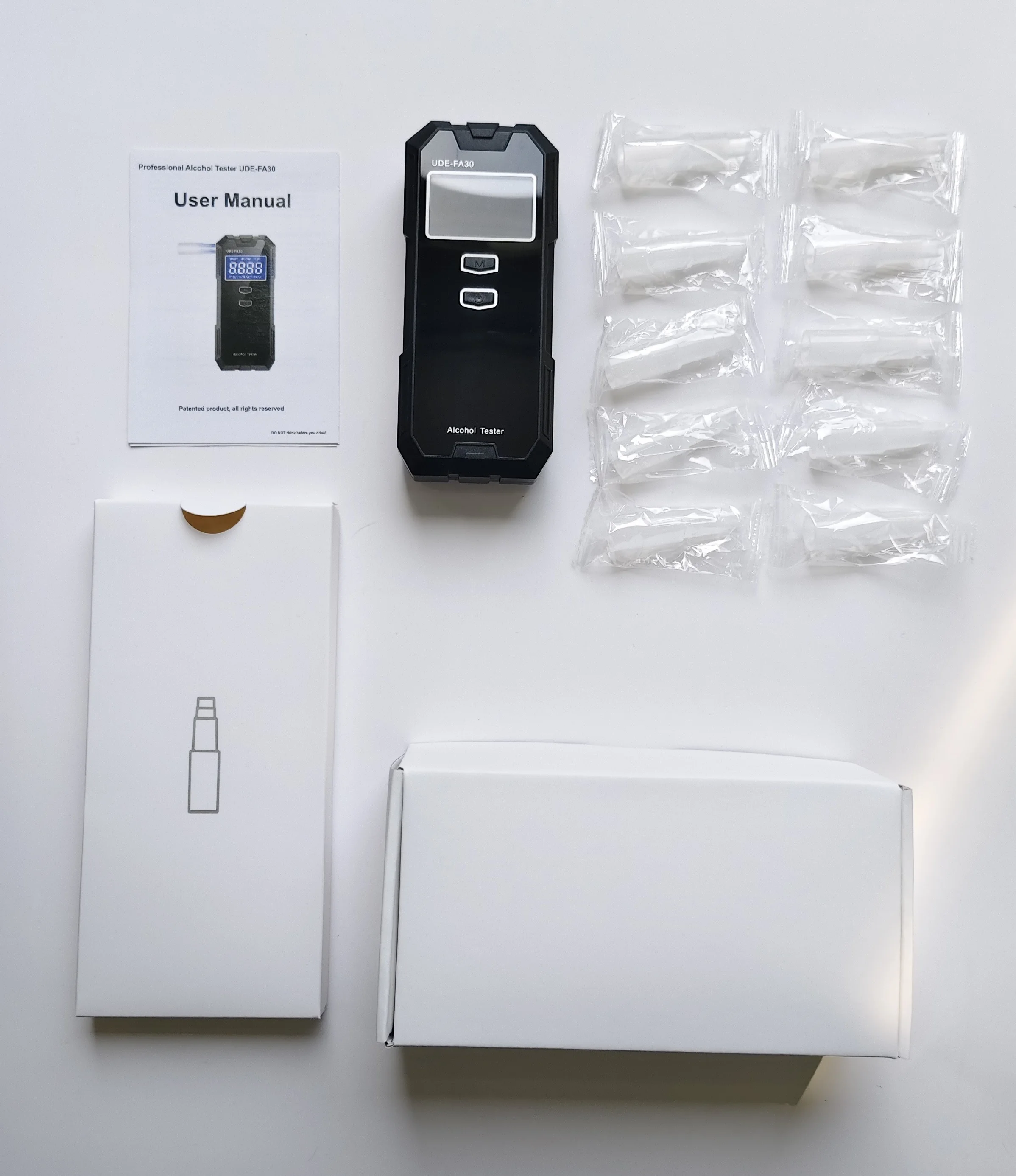 Factory New  Breathalyzer Fuel Cell Sensor Alcohol Tester with 2.0 Inch LCD Display and 50 Test Records Alcohol Tester