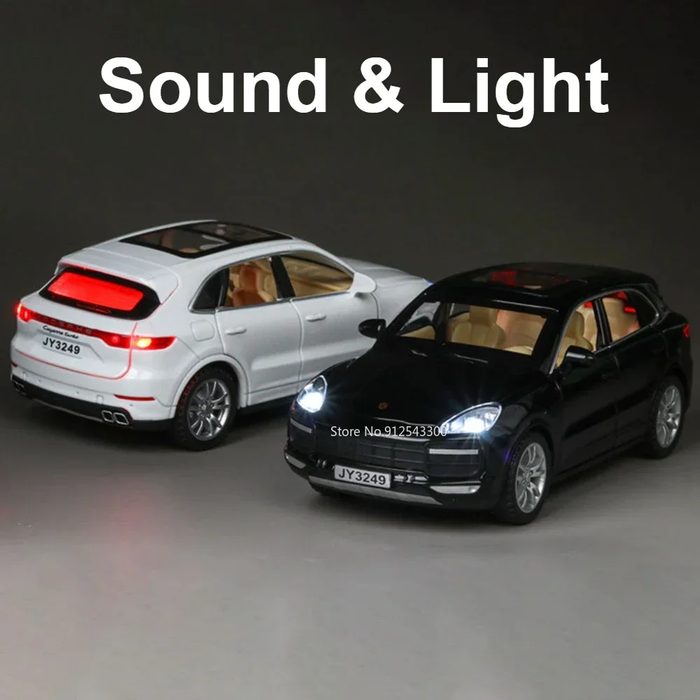 รถโมเดลของเล่น Cayenne Turbo 911 GT3 อัลลอยด์ไดแคสต์ มีเสียงเพลง ไฟ ประตูเปิดได้ แบบดึงหลัง รถจิ๋ว ของเล่นเด็กผู้ชาย ของเล่นแบบอินเทอร์แอคทีฟ