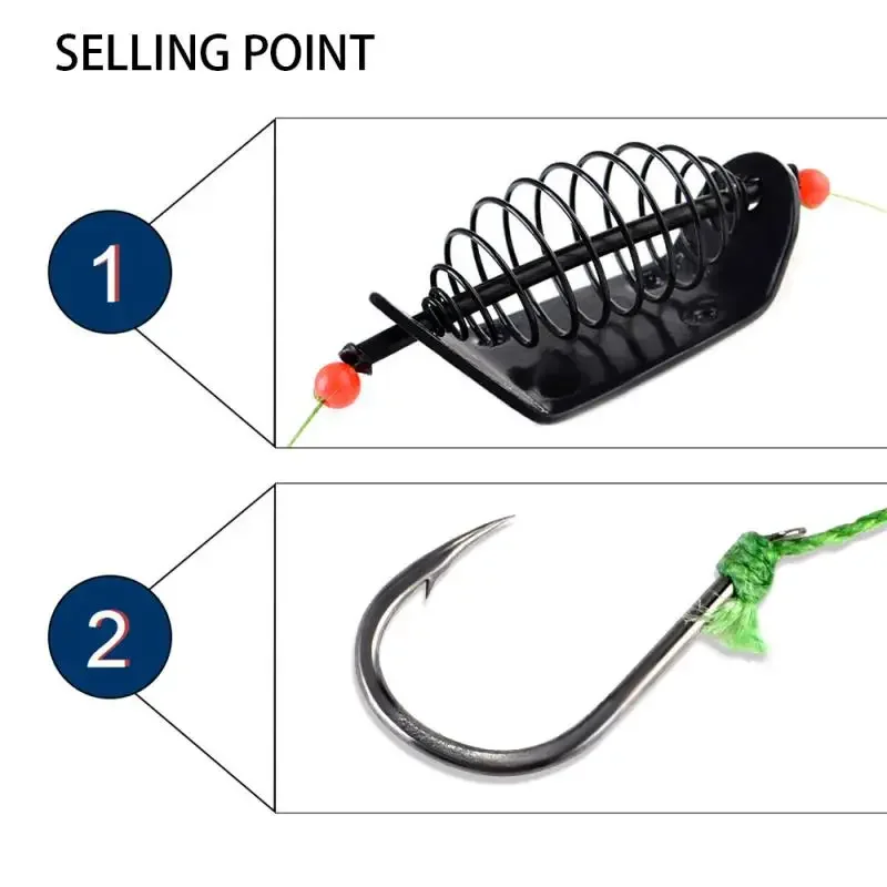 1/3/5 buah umpan pancing kandang baja nirkarat kawat putar dengan 3 garis kait Feeder untuk memancing ikan mas aksesoris alat memancing