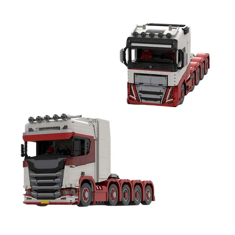آلة المحرك الكلاسيكية جرار 10X4 جرار (أحمر) نموذج لتقوم بها بنفسك سيارة وحدات MOC اللبنات التكنولوجيا الطوب ألعاب إبداعية
