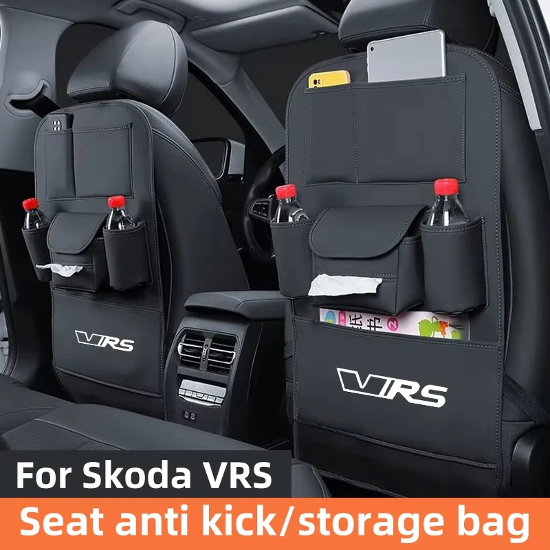 For Skoda RS VRS Car Seat Anti Kick Pad Leather Seat Back Organizer Anti Scratch Protector Pads