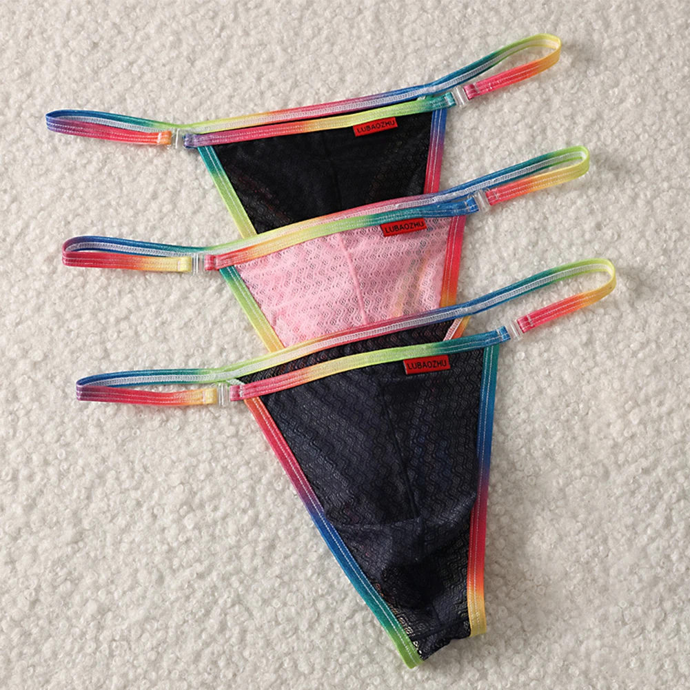 

Mens Mesh Underwear Low Waist Underpants Sexy Breathable Thong Gay Sissy Pouch Briefs See Through For Lingerie Quick Dry Panties