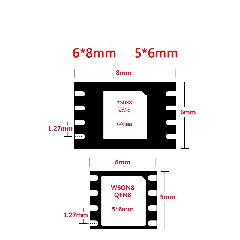 Adaptador de enchufe para QFN8 /WSON8/MLF8/MLP8/DFN8 a DIP8, Chip de 6x5MM y 8x6MM para T48 TL866II RT809F/H CH341A EZP2019/2023