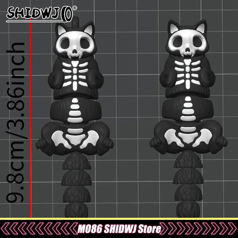 Portachiavi con gatto scheletro giocattolo stampato in 3D, chiave personalizzata, decorazione da appendere per zaino, ciondolo per auto, regali di Natale di Halloween