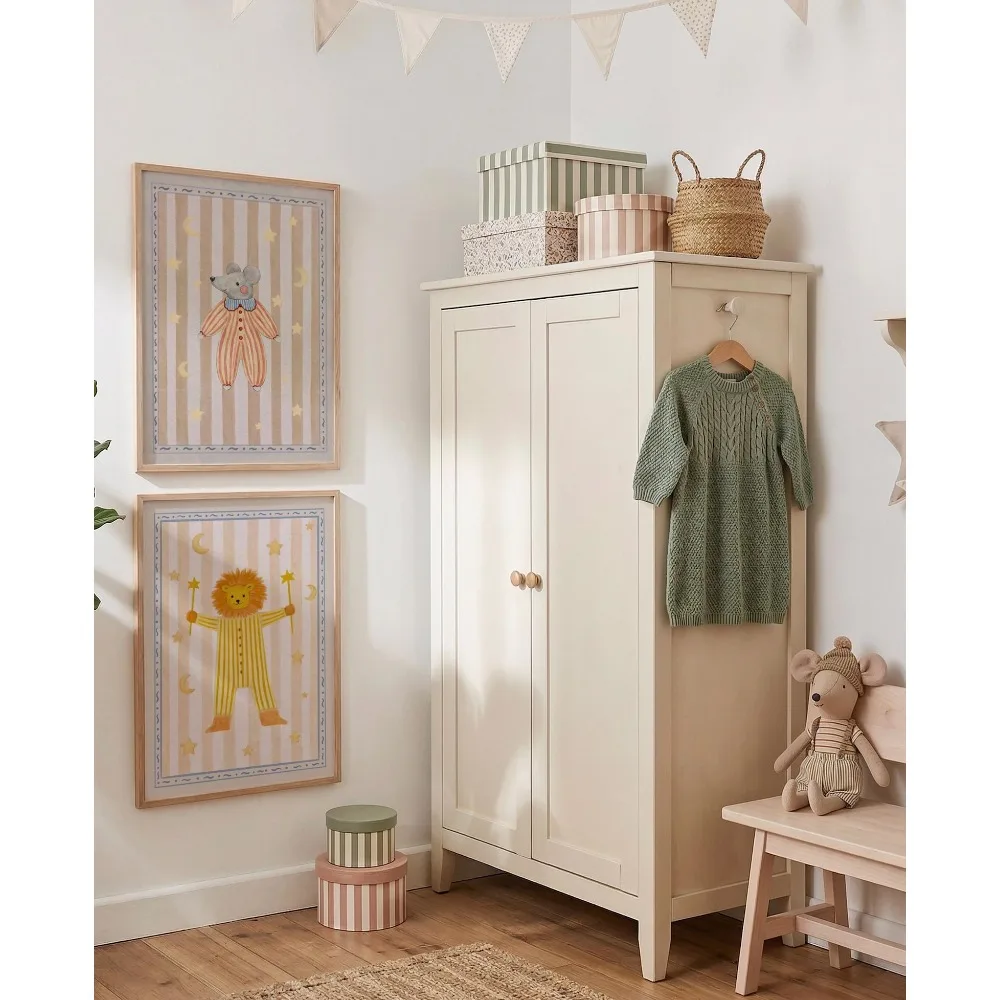 2pcs Frameless,Retro Nursery Prints,Lion and Mouse Wall,Neutral Decor,Whimsical Circus Animals,Beige Nursery Poster Collection