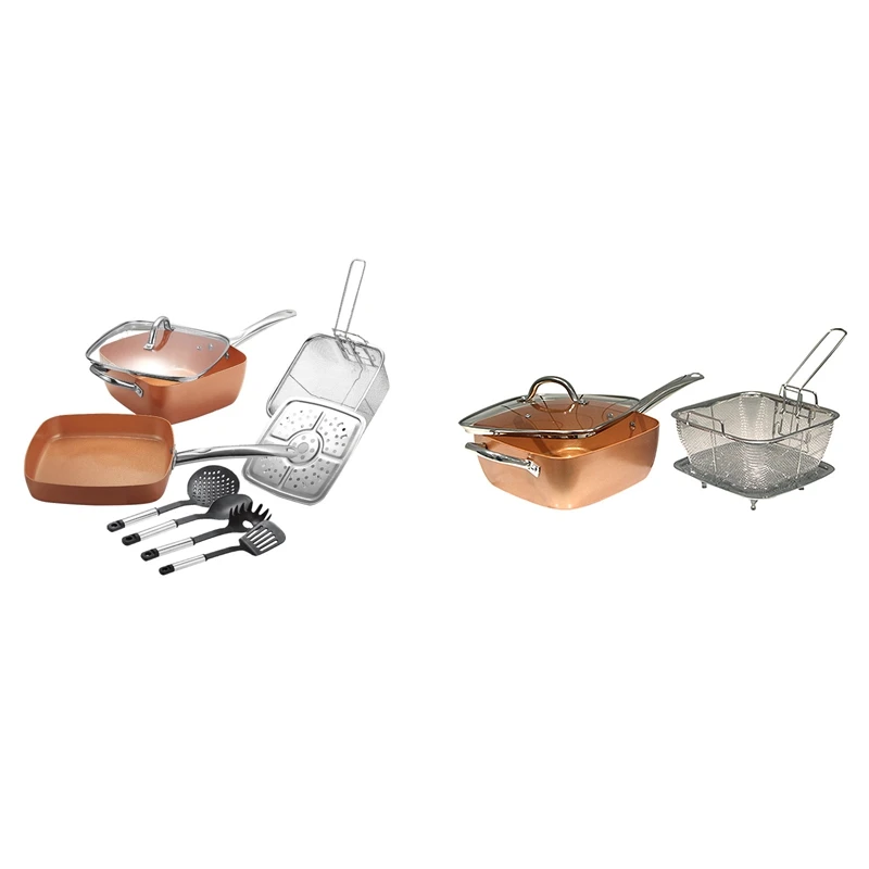 Frying Pan Four-Piece Set Square Pan Frying Pan Copper Color Non-Stick Pan