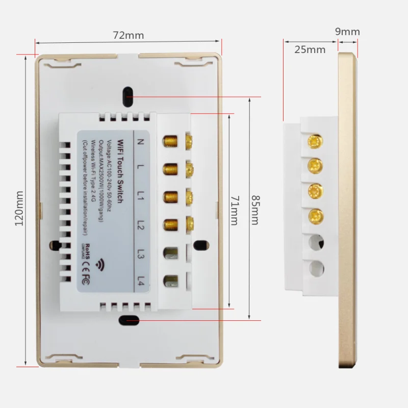 wifi switchMetal frame Switch Metal zigbee alexa