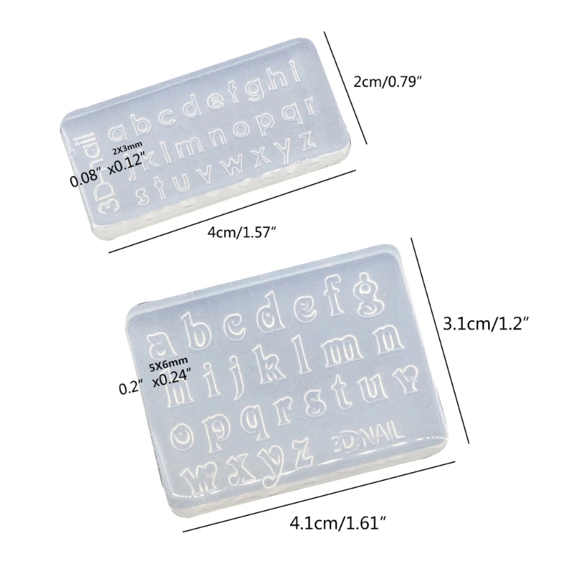 5Pcs Mini English Letters Numbers Nail Art Silicone Molds DIY Women Girls Nail Stamping Stencils Combination Decorative Mould