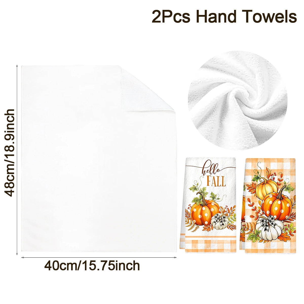 2pcs Hello Fall Pumpkin Kitchen Towels 40x48cm Microfiber Absorbent Plaid Dish Towels Autumn Harvest Thanksgiving Home Decor
