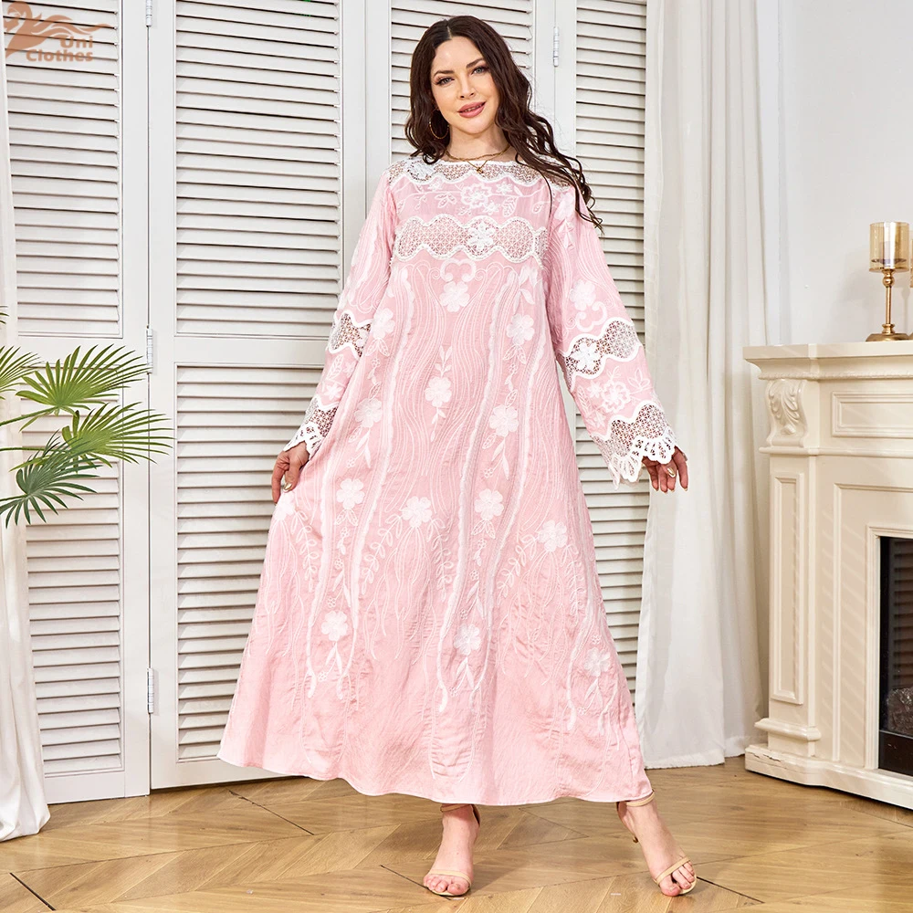 Abito caftano marocchino Uni Abiti jacquard eleganti con maniche a rete casual per gala da donna