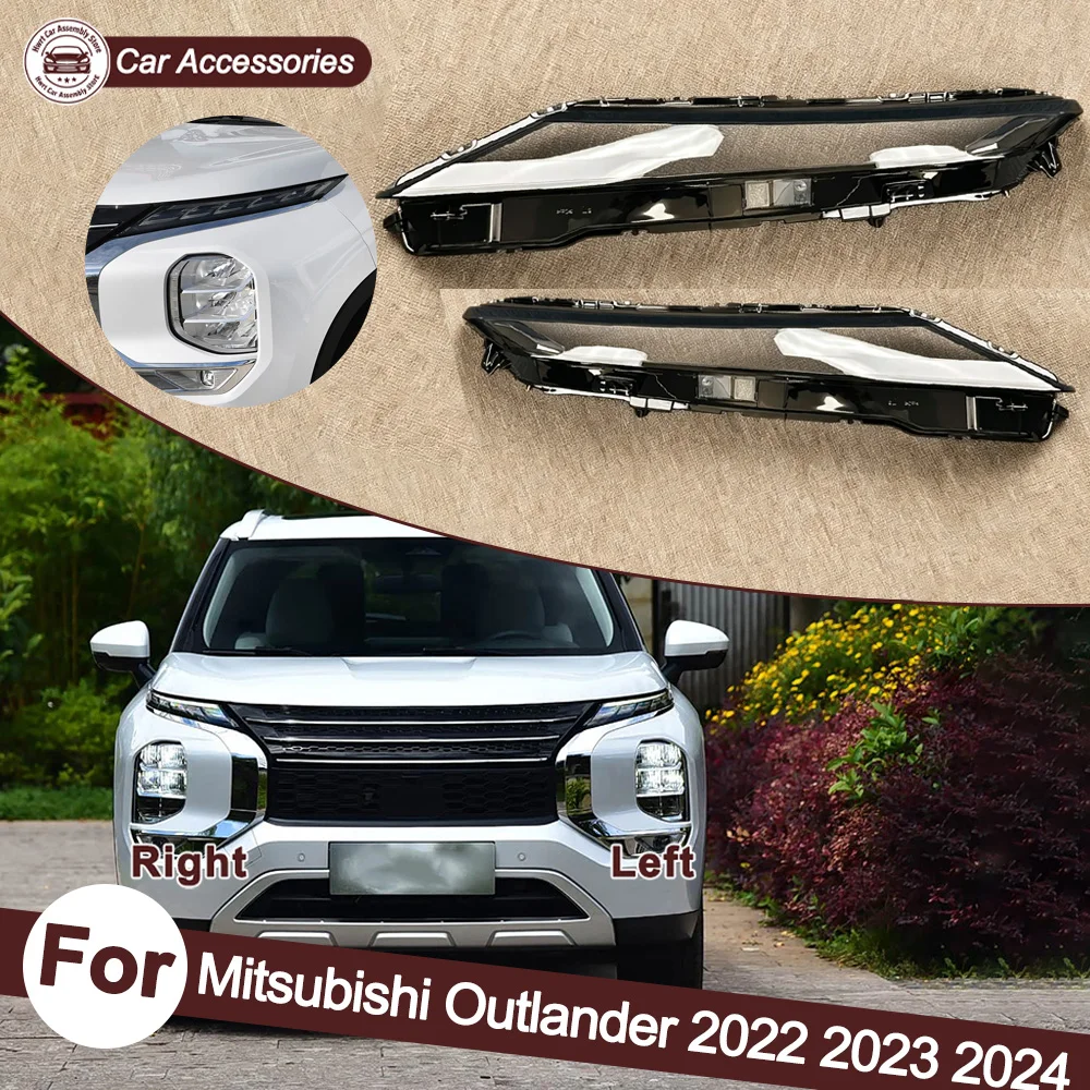 

Daytime lampshade Headlight Shell Mask Transparent Headlamp Cover Lampshdade Plexiglass 2022 2023 2024 For Mitsubishi Outlander