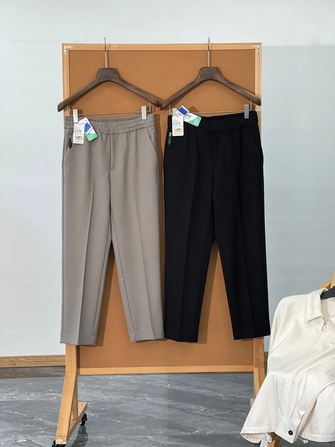 

Comfortable Men's Woolen Casual Pants Elastic Waist mid Waist Straight Leg Autumn Winter New Sle Busin Casual Trousers