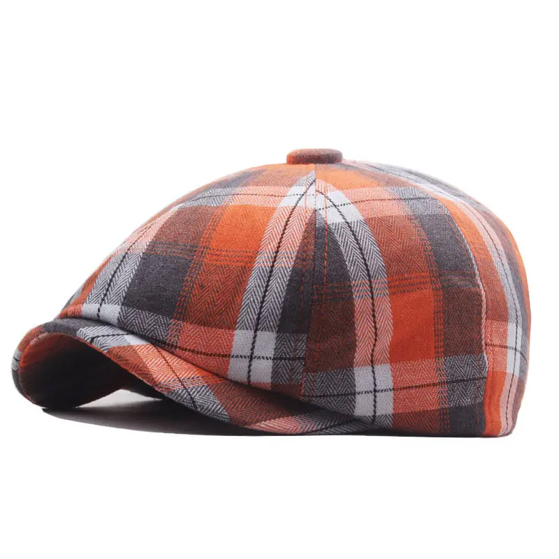 Spring Polyester Stripe Print Newsboy Caps Flat Peaked Cap Men and Women Painter Beret Hats 125