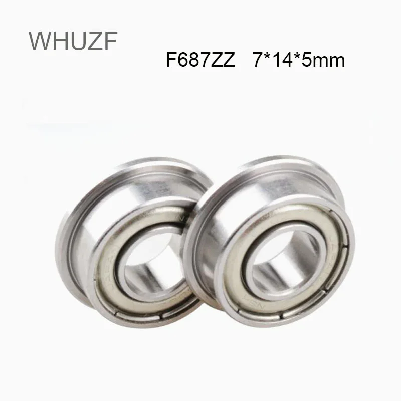 WHUZF Free Shipping 10/20/50pcs F687ZZ Flange Bearing 7x14x5 mm ABEC-3 F687 Z ZZ Flanged Ball Bearings 2022 Hot Sale