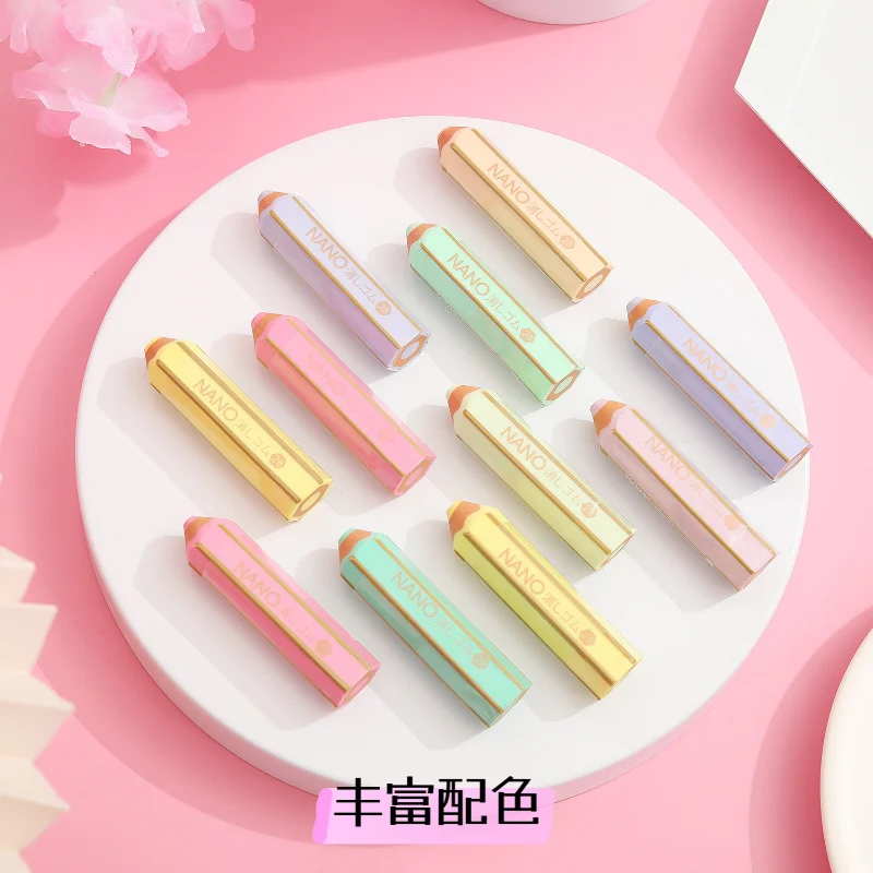 Kawaii Pencil Shape Rubber Eraser Korean Stationery Macaron Color Cute Pencil Erasers Kids Writing Tools School Office Supplies image 3