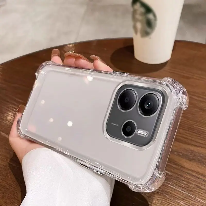 Capa Transparente à Prova de Choque para Xiaomi Redmi Note 14 4G, Capa Slim de TPU Macio à Prova de Choque para Câmera, para Redmi Note 14, Note 14 Pro + 5G