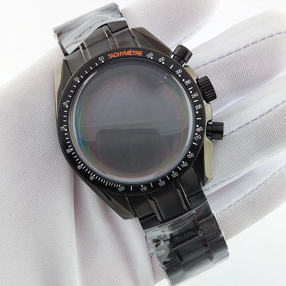 VK63 حافظة 40 مللي متر حافظة ساعة رجالي حافظة سوداء زجاج الياقوت مقاوم للماء يناسب 32.5 مللي متر حافظة ساعة فاخرة
