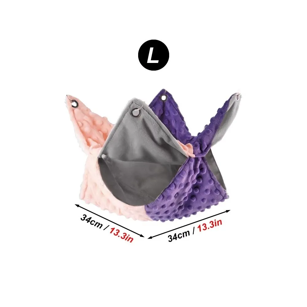 

Soft Warm Pet Hanging Bed Contrast Color Double Thickened Hammock Flying Squirrel Splicing Design Pet Cage Accessories Winter